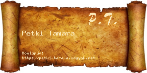Petki Tamara névjegykártya